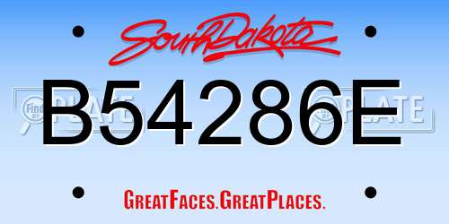 B54286E South Dakota License Plate
