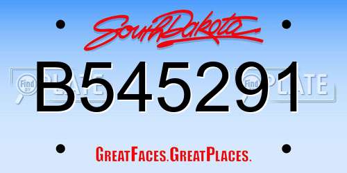 B545291 South Dakota License Plate