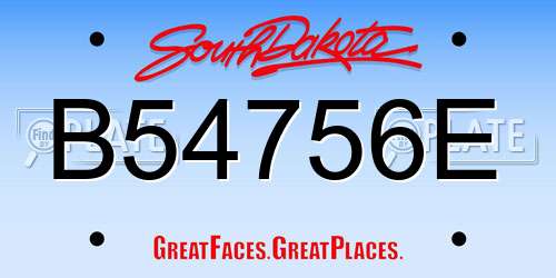 B54756E South Dakota License Plate