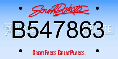 B547863 South Dakota License Plate