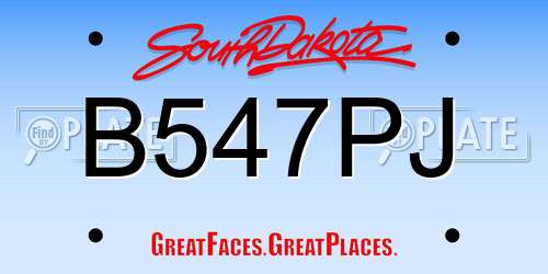 B547PJ South Dakota License Plate