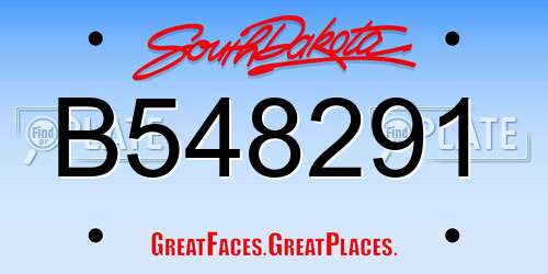 B548291 South Dakota License Plate