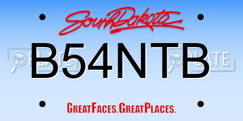 B54NTB South Dakota License Plate