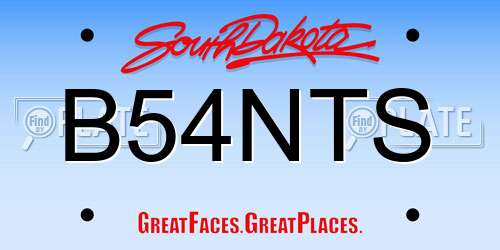 B54NTS South Dakota License Plate