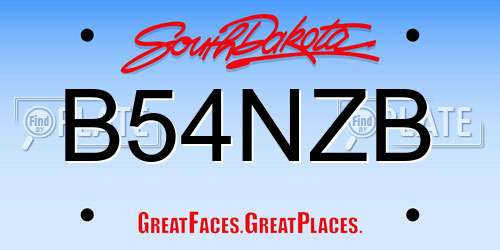 B54NZB South Dakota License Plate