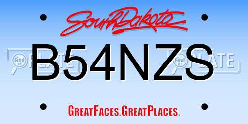 B54NZS South Dakota License Plate