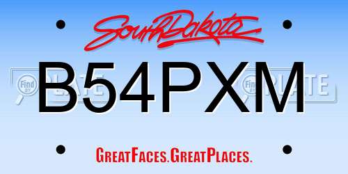 B54PXM South Dakota License Plate