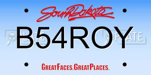 B54ROY South Dakota License Plate