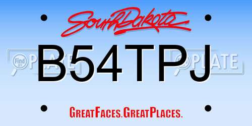 B54TPJ South Dakota License Plate