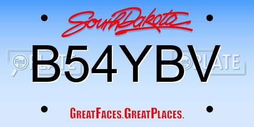 B54YBV South Dakota License Plate