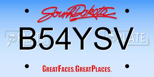 B54YSV South Dakota License Plate