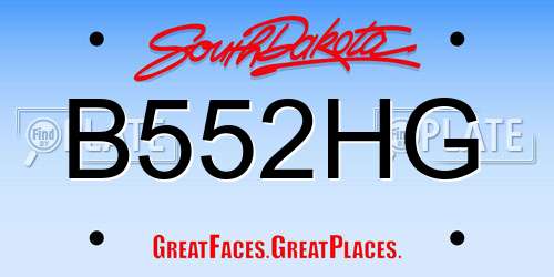 B552HG South Dakota License Plate