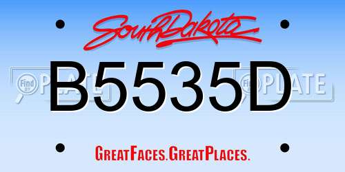 B5535D South Dakota License Plate