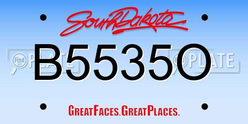 B5535O South Dakota License Plate