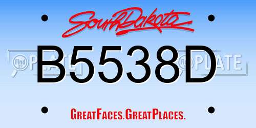 B5538D South Dakota License Plate