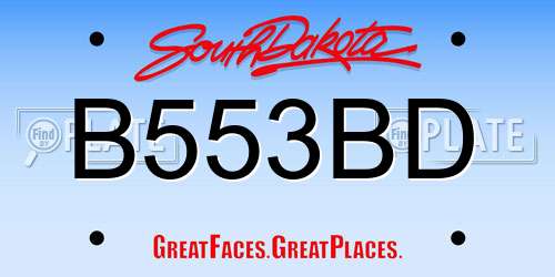 B553BD South Dakota License Plate