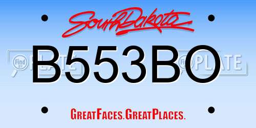 B553BO South Dakota License Plate