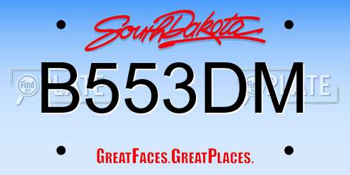 B553DM South Dakota License Plate