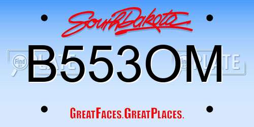 B553OM South Dakota License Plate