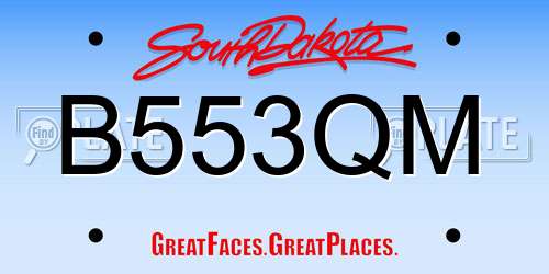 B553QM South Dakota License Plate