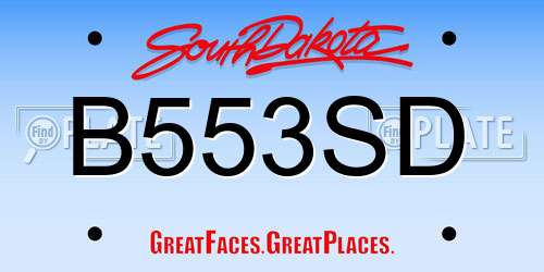 B553SD South Dakota License Plate