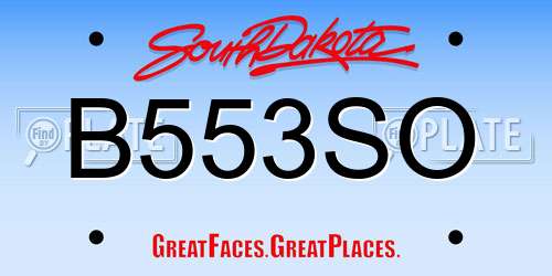 B553SO South Dakota License Plate