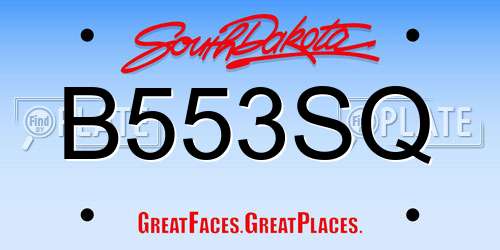 B553SQ South Dakota License Plate