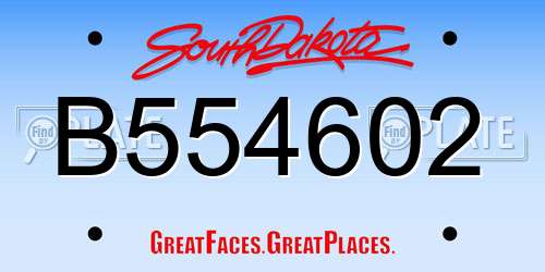B554602 South Dakota License Plate