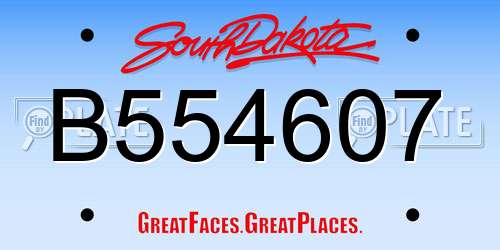 B554607 South Dakota License Plate