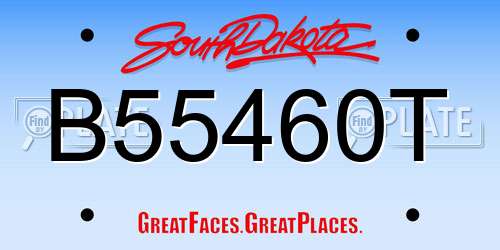 B55460T South Dakota License Plate