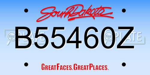 B55460Z South Dakota License Plate