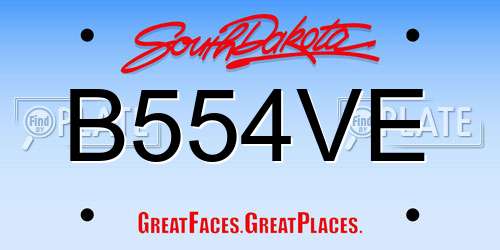 B554VE South Dakota License Plate