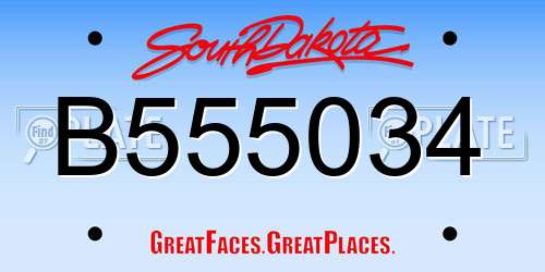 B555034 South Dakota License Plate