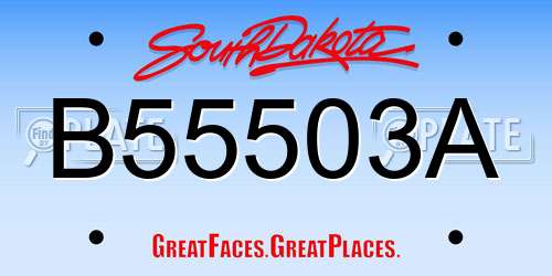 B55503A South Dakota License Plate
