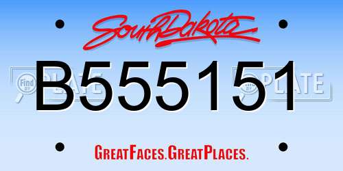 B555151 South Dakota License Plate