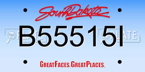 B55515I South Dakota License Plate