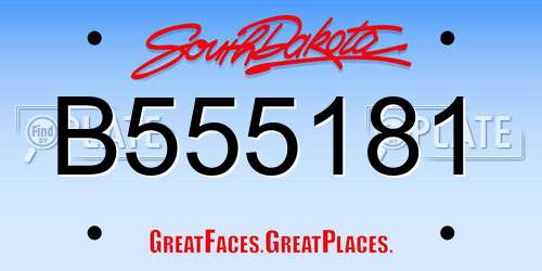 B555181 South Dakota License Plate