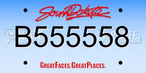 B555558 South Dakota License Plate
