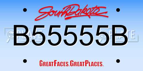 B55555B South Dakota License Plate