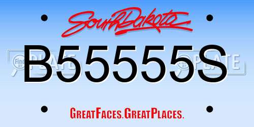 B55555S South Dakota License Plate