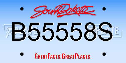 B55558S South Dakota License Plate