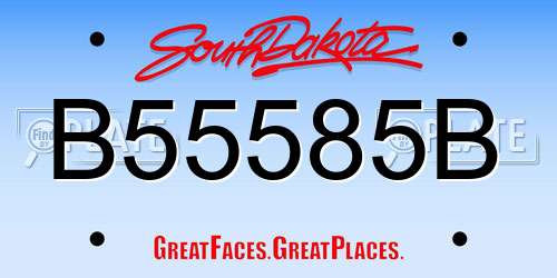 B55585B South Dakota License Plate