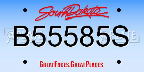 B55585S South Dakota License Plate