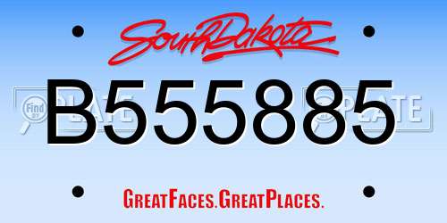 B555885 South Dakota License Plate