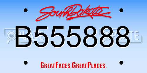 B555888 South Dakota License Plate