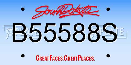 B55588S South Dakota License Plate