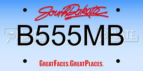 B555MB South Dakota License Plate