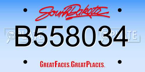 B558034 South Dakota License Plate