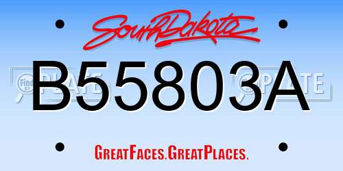 B55803A South Dakota License Plate