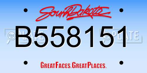 B558151 South Dakota License Plate